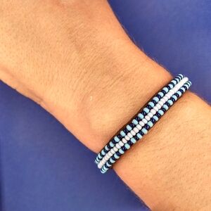 Blue and White Beaded Bracelet